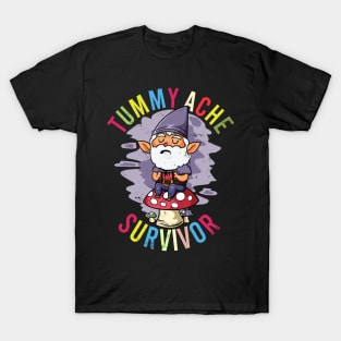 Tummy Ache Survivor Stomach Aches Abdominal Pain Gnome Lover T-Shirt